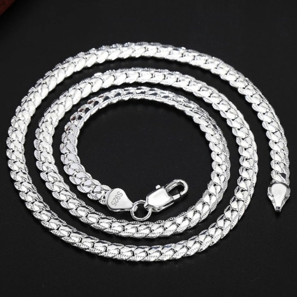 NEW UNISEX S925 STERLING SILVER CHAIN CHOKER 5MM NECKLACE - Picture 6 of 6